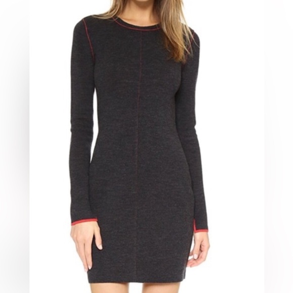 rag & bone Dresses & Skirts - Rag & Bone Merino Wool Charcoal Red Knit Fitted Dress Size XS